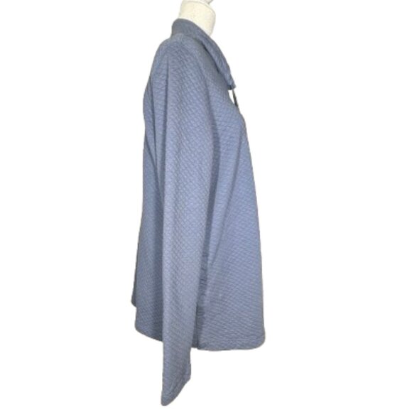 L.L. Bean Women's Softlight Quilted Blue Cowl Neck Long Sleeve Pullover - Picture 2 of 7